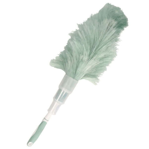 Plumeau/duster - synthetisch - groen/grijs - 55 cm -