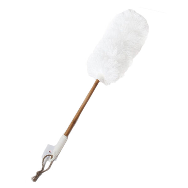Plumeau/duster - hout - wit - 76 cm -