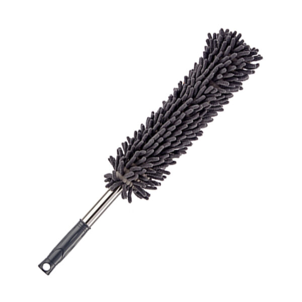 Plumeau/duster metallic - microvezel - donkergrijs - 54 cm -