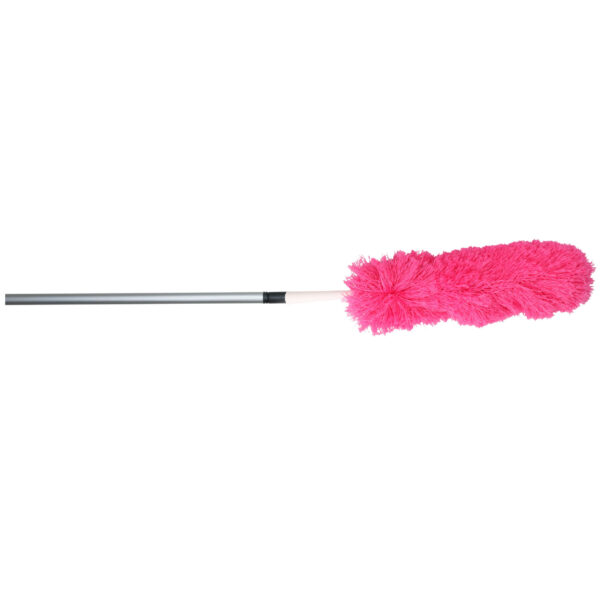 Plumeau/duster microvezel met telescoopsteel 75 - 150 cm roze -
