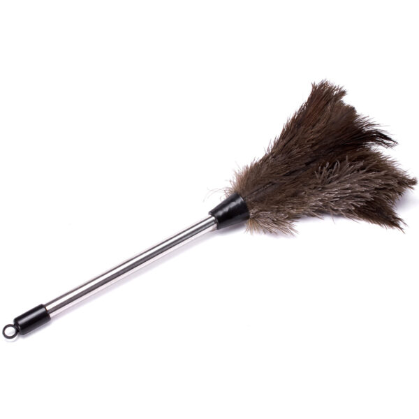 MSV Plumeau/stofborstel/duster - hand stoffer - grijs - 65 cm - struisvogelveren -