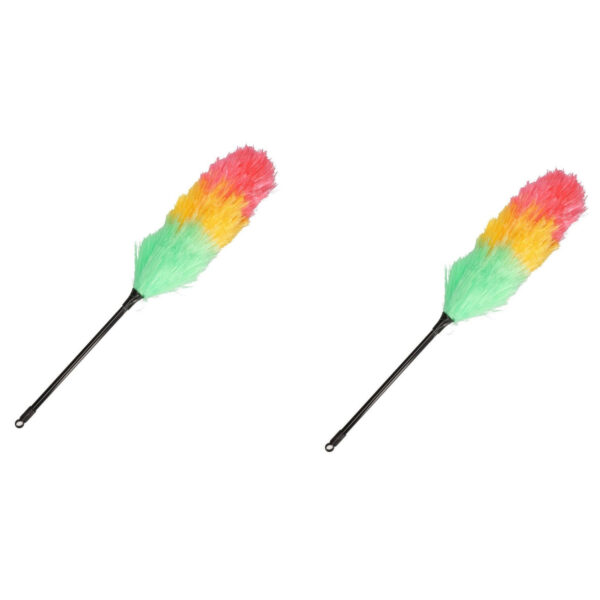 2x Plumeaus/dusters statische vezels gekleurd 53 cm