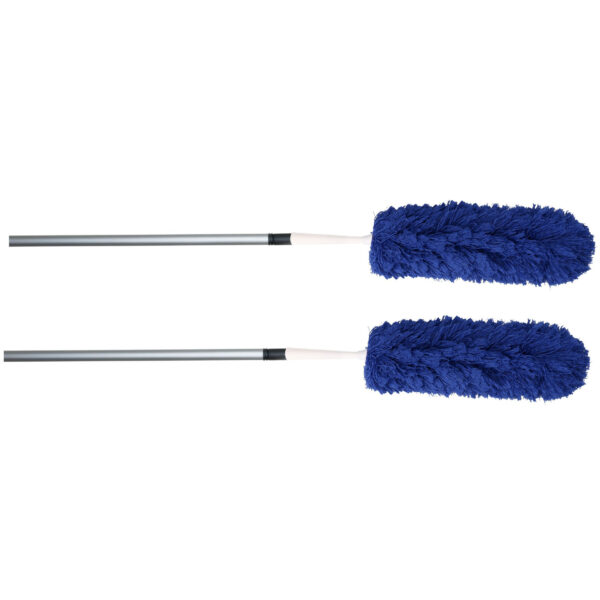 Set van 2x stuks plumeau/duster microvezel met telescoopsteel 75 - 150 cm blauw -