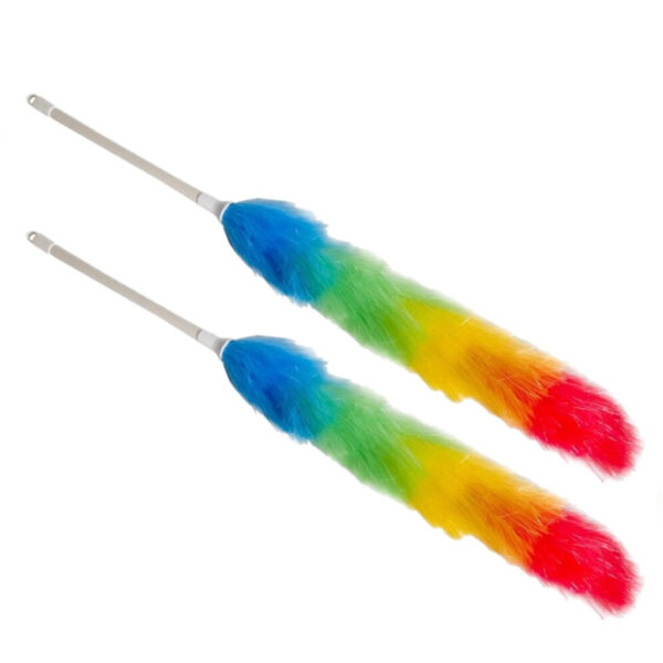 Plumeau - 2x - multi color - kunststof - 57 cm - schoonmaken - duster